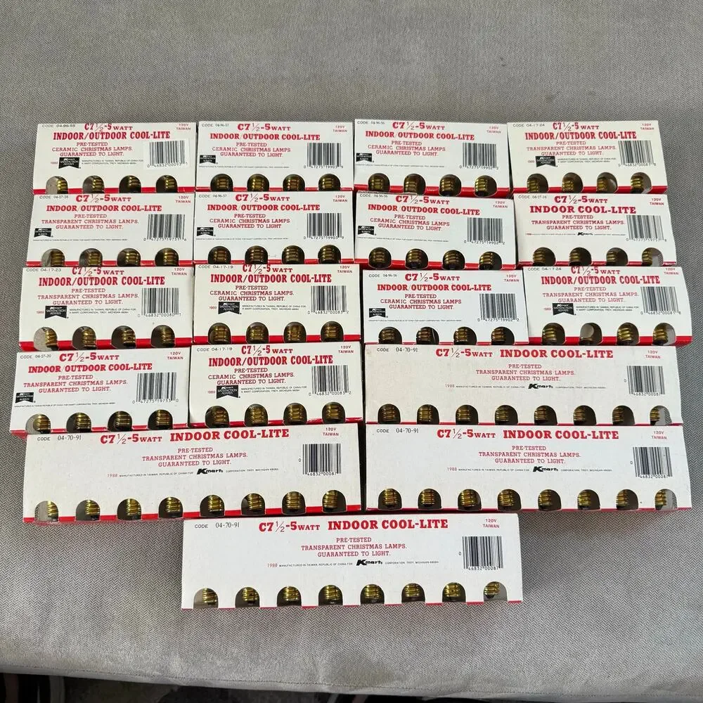 Vintage C9 Christmas Light Replacement Bulbs 4 Packs Multicolor White Lot of 52